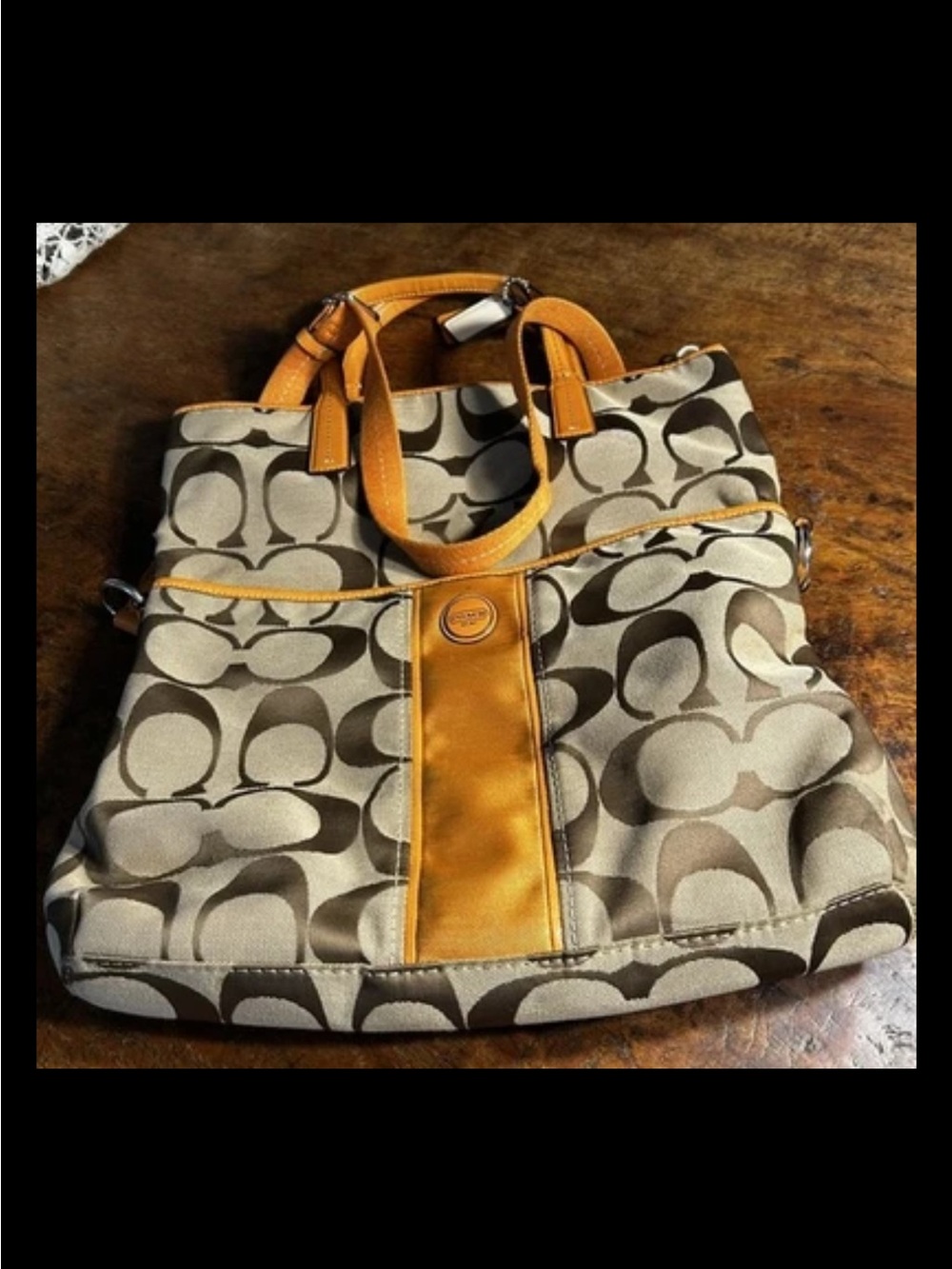 Coach Signature Stripe Foldover Tote Bag AUTHENTIC